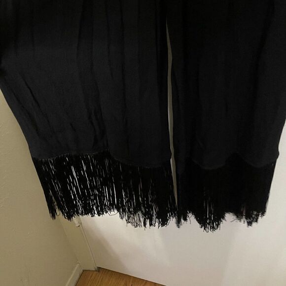 Zara Black Fringe hem ruffle sleeve jumpsuit size XS - Picture 3 of 8